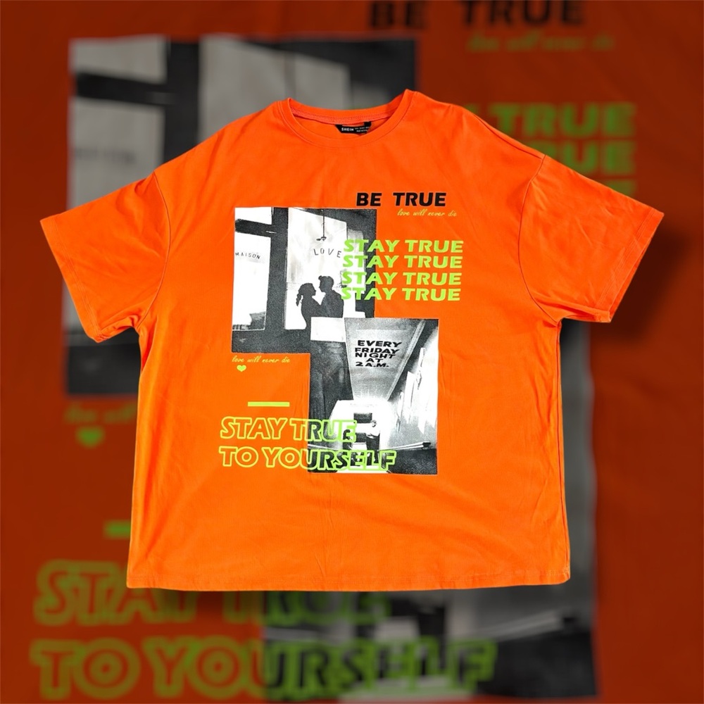 Oversized Orange Graphic T-Shirt